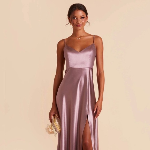 New NWT Birdy Grey “Jay” Satin Shiny Gown Maxi Dress Dark Mauve Sleeveless - Picture 3 of 9